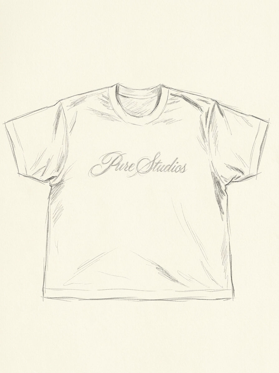 Pure Script Tee — pencil study